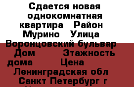 Сдается новая однокомнатная квартира › Район ­ Мурино › Улица ­ Воронцовский бульвар › Дом ­ 18 › Этажность дома ­ 18 › Цена ­ 18 000 - Ленинградская обл., Санкт-Петербург г. Недвижимость » Квартиры аренда   